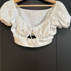 Garage Cream Puff Sleeve Crop Blouse